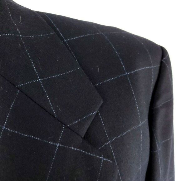 Valentino Flannel Wool Cashmere 3 Button Sport Coat W/ Vest 42L Blue Windowpane - Picture 2 of 11